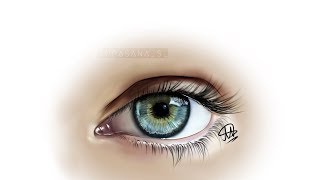 Realistic Eye Drawing  Coloured  Ibis Paint X [upl. by Salokin]