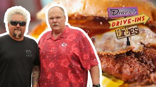 Guy Eats at Pigwich in KC with Chiefs Coach Andy Reid  Diners DriveIns and Dives  Food Network [upl. by Cohberg245]