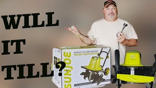 ELECTRIC TILLER  BackYard Garden Tilling SUNJOE Tiller [upl. by Eugenides369]