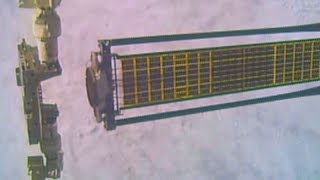 ISS  ROSA Roll Out Solar Array Jettison Footage [upl. by Goth971]