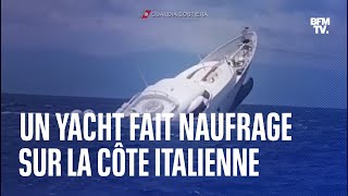 Les images de limpressionnant naufrage dun yacht au large de lItalie [upl. by Sanson149]