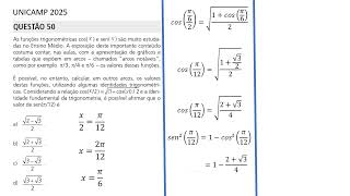 UNICAMP 2025 QUESTÃO 50 [upl. by Sherurd]