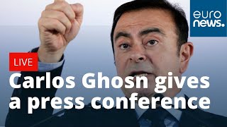 Carlos Ghosn Nissans exboss gives a press conference in Beirut  LIVE [upl. by Morril]