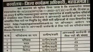 UP Anganwadi Bharti Latest News 2024 Maharajganj [upl. by Asus]