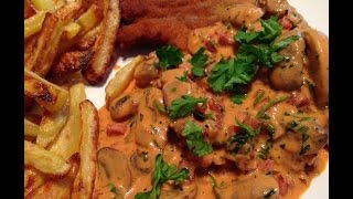 Ich koche heute Jägerschnitzel mit selbstgemachter JägersauceChampignonSahneSauce Rezept [upl. by Kendall]