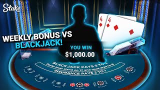 WEEKLY BONUS VS FIRST PERSON BLACKJACK [upl. by Illah]