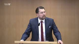 Vi måste stoppa islamismens utbredning i Europa – Jimmie Åkesson i riksdagens partiledardebatt [upl. by Irovi]