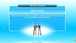 Sims Freeplay  Adulthood Quest [upl. by Adnalohs]