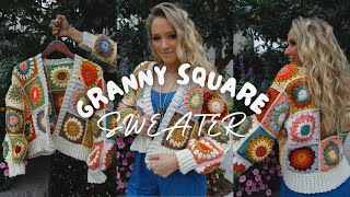 How to Crochet a Granny Square Sweater [upl. by Ecidnarb]