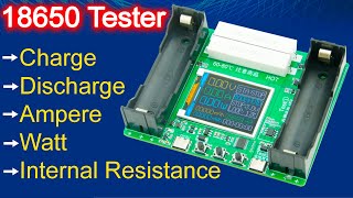 18650 Lithium Battery Capacity Internal Resistance Tester Module 177inch Display Discharge Meter [upl. by Eimilb]