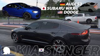 Kia Stinger vs WRX vs Audi S3 vs Dodge [upl. by Eillime]