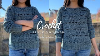 Crochet Bead Stitch Sweater Pattern Learn to Crochet a Simple Sweater [upl. by Mis]