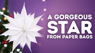 How to make a star from paper bags l 5MINUTE CRAFTS [upl. by Crocker953]