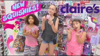 NEW SQUISHIES AT CLAIRES  CLAIRES SHOPPING VLOG AT THE MALL [upl. by Eamaj]