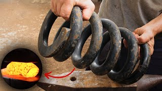 Forjando uma faca com mola de aço Faca Brut Forge Integral [upl. by Seagraves]