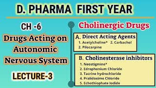 Cholinergic DrugsDrugs acting on ANSCH6L3Pharmaceutical chemistryDPharmFirst year [upl. by Imar305]