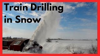 Train Drilling the Snow Filled Valley Train snowblower  Rotary Snow Plow Blower [upl. by Bywoods]