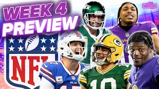 NFL Week 4 Predictions VikingsPackers CLASH  Bills or Ravens BroncosJets Bengals MUST WIN [upl. by Otit]