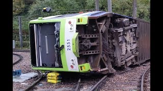 Overturning of a tram at Sandilands Junction Croydon [upl. by Mashe721]