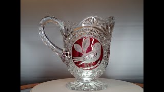 A202 24oz Crystal Pitcher The Ruby Byrdes Collection by HOFBAUER 1970’s [upl. by Alliuqet]