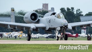 A10 Warthog TwoShip Flybys and Landings  EAA AirVenture Oshkosh 2017 [upl. by Nereus531]