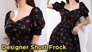 DIY new Designer short frock cutting and stitching  stylish western frock cutting and stitching [upl. by Magavern]