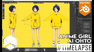 Blender 292 Anime Girl Timelapse Modeling Ai Ohto  Wonder Egg [upl. by Shell]