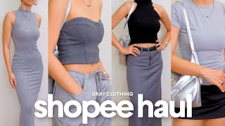 GRAY SHOPEE HAUL 🩶 basic musthaves amp essentials [upl. by Anicul418]