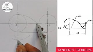 PRINCIPLES OF TANGENCY IN TANGENCY PROBLEMS engineeringdrawing [upl. by Nauqe]