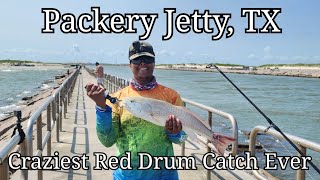 Packery Jetty TX  Craziest Red Drum Catch Ever [upl. by Natsuj]