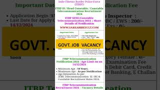 ITBP FORCE NOTIFICATION 2024 l Recruitment l Apply l Exam Pattern l Syllabus l salaryjobshort [upl. by Tronna]