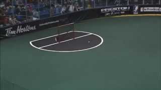 NLL Vancouver Stealth goalie Tyler Richards scores from his own crease on the empty net [upl. by Enilatan273]