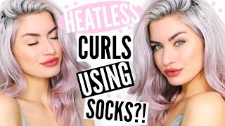 HEATLESS OVERNIGHT CURLS WITH SOCKS  LYSSRYANN [upl. by Lexa]