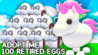 Hatching 100 Retired Eggs In Adopt Me [upl. by Naibaf]