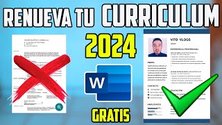 RENUEVA TU CV EN 5 MINUTOS 2024 PLANTILLAS GRATIS PARA TU CV I COMO HACER UN BUEN CURRICULUM EN WORD [upl. by Min755]