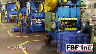 Metal Stamping with 500 Ton Progressive Metal Stamping Press  FBF Inc [upl. by Dev235]