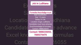 Sale Coordinator Job in Ludhiana contact 9888226055 [upl. by Uolyram]