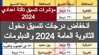 انخفاض تنسيق دخول الثانوية العامة 2024 مجموع تنسيق ثانوي عام 2024 توقعات تنسيق تالته اعدادي 2024 مصر [upl. by Annor698]