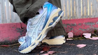 ASICS Gel Kayano 14 Denim BlueCream On Foot Review and Sizing Guide [upl. by Tillo]