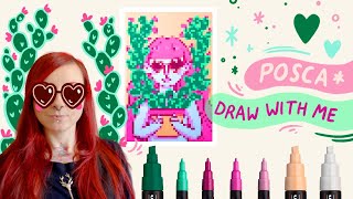 POSCA Stifte auf Leinwand 🌸 Tipps und Tricks 🌸 DRAW WITH ME [upl. by Kiran]