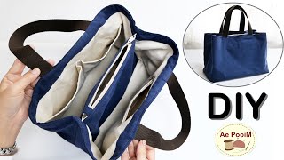 DIY Tote Bag with Divider  Multipockets inside [upl. by Hong]