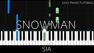 Sia  Snowman Easy Piano Tutorial [upl. by Navaj757]