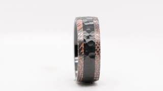 FRSCKZ2648  Flat Etched Niobium SuperConductor Edge Black Zirconium Hammered Comfort Fit Ring [upl. by Nnewg]