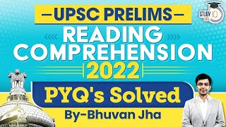 UPSC Prelims 2022 CSAT  Reading Comprehension PYQs Solved  Detailed Analysis  StudyIQ IAS [upl. by Yrral]