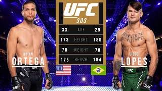 BRIAN ORTEGA vs DIEGO LOPES FULL FIGHT UFC 303 [upl. by Otrebogad]