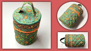 Round Shape Lunch Bag  Easy Sewing Technique  Best Lunch Bag For Work  Travel Lunch Bag [upl. by Kahlil6]