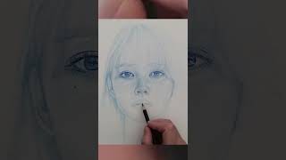 Monochrome portrait drawing Blue  Castle Arts drawingtimelapse drawing portraitart [upl. by Namolos]