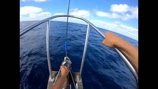 Headsail Change and Shaking Out a Reef in the NE Trades on a Flicka 20 [upl. by Eugatnom]