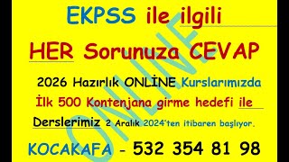 EKPSS İLE İLGİLİ HER SORUNUZA CEVAP VERİYORUZ 2 Aralık ONLİNE EKPSS gruplarımız ilk 400 hedefi ile [upl. by Aihsiyt]