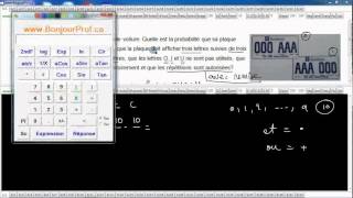 Secondaire 3 Québec Exercice sur les probabilités et dénombrement des plaques dimmatriculation [upl. by Eladnek]